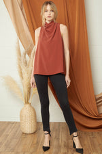 Load image into Gallery viewer, Solid Cowl Neck Sleeveless Top
