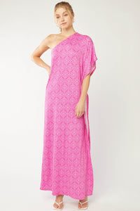 One Shoulder Pink Maxi Dress