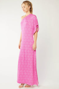 One Shoulder Pink Maxi Dress