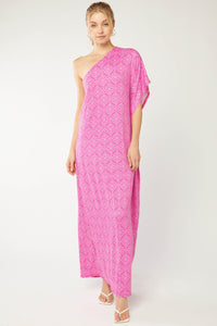 One Shoulder Pink Maxi Dress