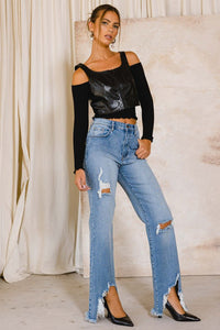 Stretch Denim Wide Leg