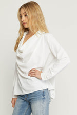 Load image into Gallery viewer, Cowl Neck Collared Long Sleeve Top
