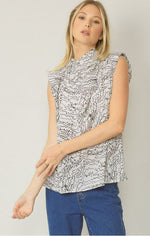 Load image into Gallery viewer, White &amp; Black Cowl Neck Top
