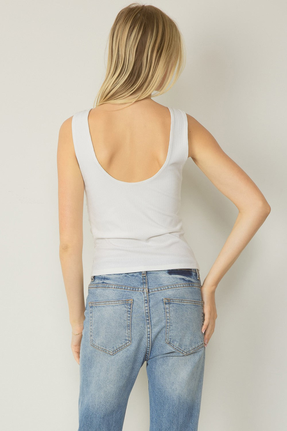 Solid Square Neck Sleeveless Top