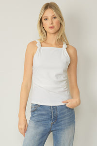 Solid Square Neck Sleeveless Top