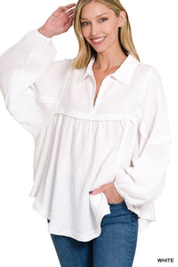 Double Gauze Balloon Long Sleeve Shirt