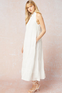 Solid Mock Neck Sleeveless Maxi Dress