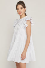 Load image into Gallery viewer, Round Neck Ruffle Shoulder Dress
