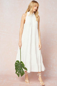 Solid Mock Neck Sleeveless Maxi Dress