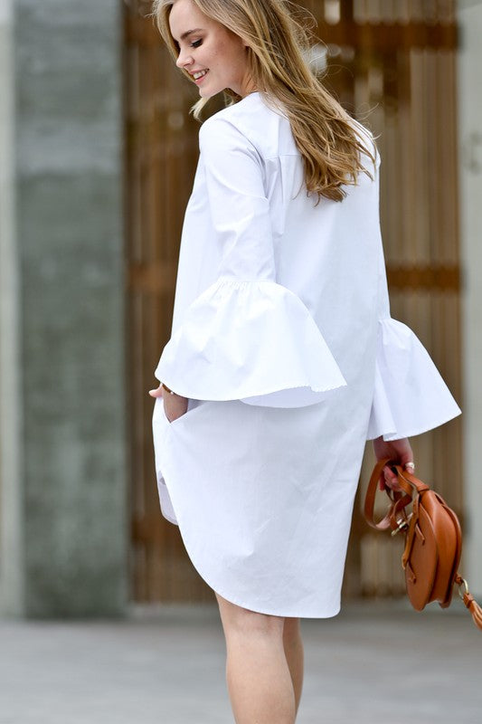 Bell Sleeve Shirt Dress