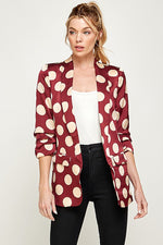 Load image into Gallery viewer, Polka Dots Wine Blazer
