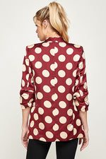 Load image into Gallery viewer, Polka Dots Wine Blazer
