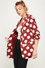 Load image into Gallery viewer, Polka Dots Wine Blazer
